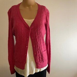 CARDIGAN - Pink 100% Merino wool -Small